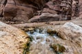 Small rapids along shallow stream along the Wadi Numeira hiking trail in Jordan