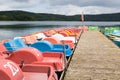 Small recreation boats at a jetty