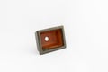Small rectangular bonsai pot with drainage hole on white isolated background Royalty Free Stock Photo