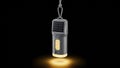 A small rectangular solar powered LED flashlight hangs by a rope Royalty Free Stock Photo