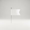 Small White Flag on a Silver Pole Against a Neutral Background blank empty Royalty Free Stock Photo
