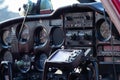 Small red airplane pilot`s cabin on a sunny day Royalty Free Stock Photo