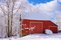 Small Red Barn in the Snow Royalty Free Stock Photo