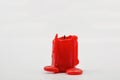 Red candle stub closeup on white Royalty Free Stock Photo