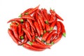Small Red Chilli Peppers on White Background Royalty Free Stock Photo