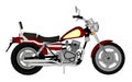 Small red classic chopper look. Vector color illustration with contour lines.