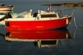 Small red fishing boat in Guilvinec, french Brittany Royalty Free Stock Photo