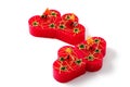 Small red heart candles. Isolated, clipping path