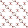 Small Red Heart in hands vector love colored seamless pattern Royalty Free Stock Photo