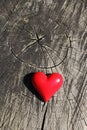 Small red heart on a wooden background Royalty Free Stock Photo