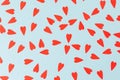 Small red hearts on the blue background. Royalty Free Stock Photo