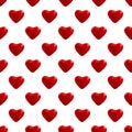 Small red hearts on a white isolated background. Seamless pattern for Valentine`s Day. 3D-image Royalty Free Stock Photo