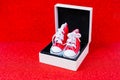 Small Red High-Top Canvas Shoes in a Gift Box Royalty Free Stock Photo