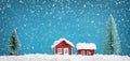 Small red house model covered with snow Royalty Free Stock Photo