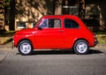 Small red Italian car Fiat 500 Royalty Free Stock Photo