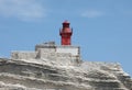small red lighthouse near Bonifacio City in Corsica France