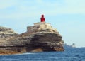 Small red lighthouse near Bonifacio Town in Corsica a french Isl Royalty Free Stock Photo