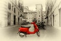 Motorbike on roman street Royalty Free Stock Photo