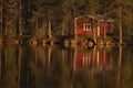 A small red summer cottage by the lake Royalty Free Stock Photo