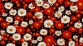 Small red white daisy design seamless pattern closeup flowers cartoon daisies wearing fashion clothing background summer autumn