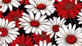 Small red white daisy design seamless pattern floral background daisies drawing talented black vibrant banner