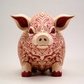 Maroon Pig: A Intricately Painted Ornate Sculpture In The Style Of Alasdair Mclellan And Johnson Tsang