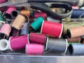 Small reels of cotton thread Royalty Free Stock Photo