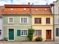 Small renovated semi detached house with a new shingle roof in the old town of Wismar Royalty Free Stock Photo