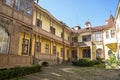 Small courtyard of Italian style of an old two-story house in Chernivtsi, Ukraine Royalty Free Stock Photo