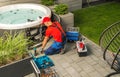 Small Residential Hot Tub Maintenance Royalty Free Stock Photo