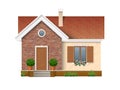 Small residential house with brick wall