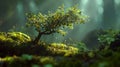 Small, resilient tree growing in a lush forest setting Royalty Free Stock Photo