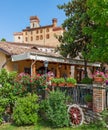 Small restaurnat and medieval castle in barolo, Italy.