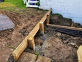 Small retaining wall under construction Royalty Free Stock Photo