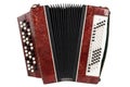 Small retro bayan accordion. Folk musical instrument