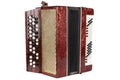 Small retro bayan (accordion). Folk musical instrument