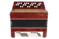 Small retro bayan (accordion). Folk musical instrument