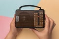 small retro broadcast radio receiver. High quality photo