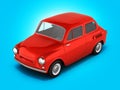 Small retro car on blue gradient background 3d illustration Royalty Free Stock Photo