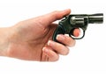 Small revolver gun in female hand Royalty Free Stock Photo