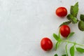 Small ripe tomatoes, fresh basil top view Royalty Free Stock Photo