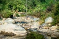 A small river creak flowing from Mountain Valley in a narrow winding passage. Rangbang river mountain valley Mirik West Bengal Royalty Free Stock Photo