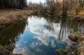 A small river in early spring.picturesque landscape near Moscow Royalty Free Stock Photo