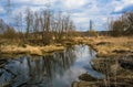 A small river in early spring.picturesque landscape near Moscow Royalty Free Stock Photo