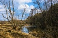 A small river in early spring.picturesque landscape near Moscow Royalty Free Stock Photo