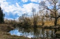 A small river in early spring.picturesque landscape near Moscow Royalty Free Stock Photo