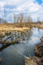 A small river in early spring.picturesque landscape near Moscow Royalty Free Stock Photo