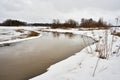 Small river flooding between fields