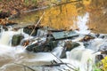 Small river with rapids in autumn park, long exposure Royalty Free Stock Photo