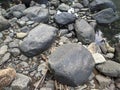 small river rocks at low tide in the village 3 Royalty Free Stock Photo
